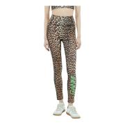 Luipaardprint Hoge Taille Leggings Ganni , Multicolor , Dames