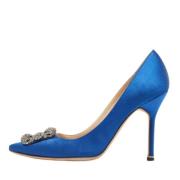 Pre-owned Satin heels Manolo Blahnik Pre-owned , Blue , Dames