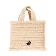 Beige Raffia Shopper Tas Patou , Beige , Dames