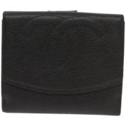 Pre-owned Leather wallets Chanel Vintage , Black , Dames