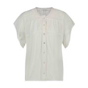 Kreukelige korte mouw blouse Tramontana , White , Dames