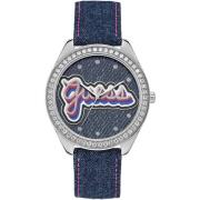 Blauwe Denim Drew Horloge met Kristal Guess , Multicolor , Dames