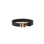 Zwart leren riem met gouden gesp Dolce & Gabbana , Black , Heren