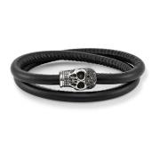 Zwart/Zilver Leren Armband met Zirkoniastenen Thomas Sabo , Black , Da...