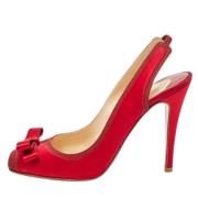 Pre-owned Satin heels Christian Louboutin Pre-owned , Red , Dames
