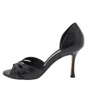 Pre-owned Leather heels Manolo Blahnik Pre-owned , Black , Dames