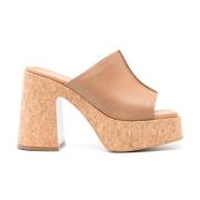 Bruine Kurk Platform Muiltjes Stella McCartney , Brown , Dames