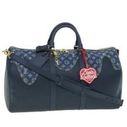 Pre-owned Leather travel-bags Louis Vuitton Vintage , Blue , Dames