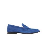 Blauwe Suède Penny Loafers Scarosso , Blue , Heren