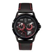 Stijlvol Leren Band Herenhorloge Fila , Black , Heren