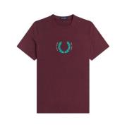 Laurierkrans T-Shirt Fred Perry , Red , Heren