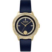 Montorgueil Leren Horloge met Kristallen Versus Versace , Blue , Dames