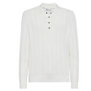 Witte Katoenen Gebreide Polosweater Brunello Cucinelli , White , Heren