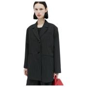 Pinstripe Oversized Blazer Ganni , Black , Dames