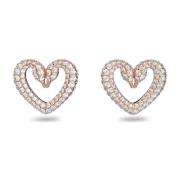 Hart Kristal Stud Oorbellen, Roségoud Swarovski , Pink , Dames