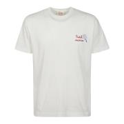 Wit Katoenen T-Shirt met Rode Borduursels MC2 Saint Barth , White , He...