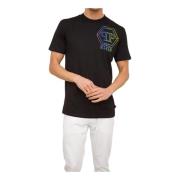 V-hals T-shirt in zwart Philipp Plein , Black , Heren