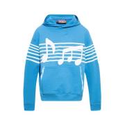 Blauwe Bedrukte Hoodie met Stave Print Just DON , Blue , Heren