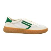 Witte Stoffen Sneakers met Groene Details Puraai , Multicolor , Heren