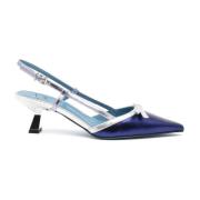 Blauw en Zilver Leren Slingback Schoenen Roberto Festa , Blue , Dames