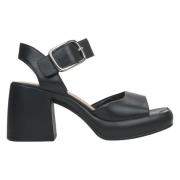 Zwarte Leren Sandalen met Hak voor Dames Er00115155 Estro , Black , Da...