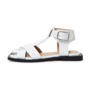 Witte Enkelband Platte Zool Sandalen Cesare Gaspari , White , Dames