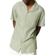 Bowling Shirt in Katoen/Linnen Mix Clean Cut , Green , Heren