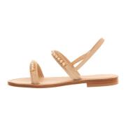 Beige Suède Dubbele Band Sandalen Paola Fiorenza , Beige , Dames