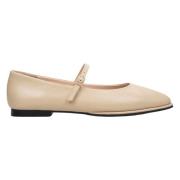 Dames Beige Leren Ballet Flats met Gesp Er00114682 Estro , Beige , Dam...