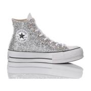 Handgemaakte Zilver Witte Sneakers Converse , Gray , Dames