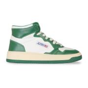 Groene Bicolor Mid Sneakers Autry , Green , Dames