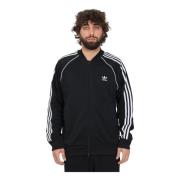 Zwarte Zip Sweater - Stijlvol en Comfortabel Adidas , Black , Heren
