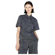 Utility korte mouw shirt met D-ring Helmut Lang , Blue , Dames