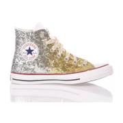 Handgemaakte Zilver Goud Sneakers Converse , Multicolor , Dames