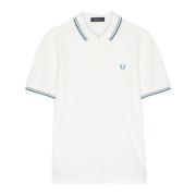 Blauw Gestreept Polo Met Dubbele Lijn Fred Perry , White , Heren