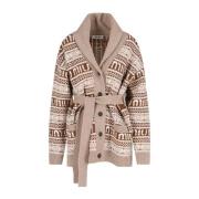 Jacquard Sweater met Shawl Kraag Miu Miu , Multicolor , Dames