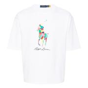 Big Pony Logo Katoenen T-shirt Ralph Lauren , White , Heren