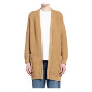 Gebreide Sjaal Revers Open Voorkant Vest Max Mara , Beige , Dames