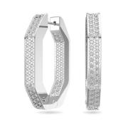 Dextera Octagon Oorbellen Wit Rhodium Swarovski , White , Unisex