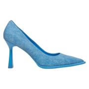 Blauwe Denim Pumps met Stabiele Hak Estro , Blue , Dames