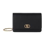 Zwarte Synthetisch Leren Schoudertas Elisabetta Franchi , Black , Dame...