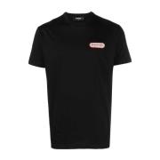 Logo-Patch Crew-Neck T-Shirt Dsquared2 , Black , Heren