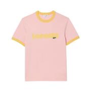 Casual Tee Shirt Th7531 Lacoste , Pink , Heren