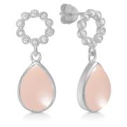 Roze/Zilveren Druppel Oorbellen met Chalcedoon Frk. Lisberg , Pink , D...