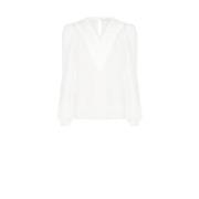 Georgette blouse met V-hals, lange mouwen Rinascimento , White , Dames