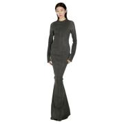 Coated Denim Maxi Jurk Rick Owens , Gray , Dames