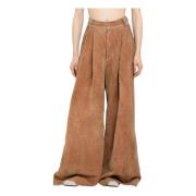 Rose Velvet Flared Wide Leg Broek UMA Wang , Brown , Dames