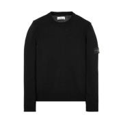 Zwarte Trui met Ribdetails Stone Island , Black , Heren