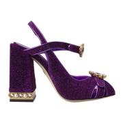 Paarse Kristal Enkelband Sandalen Dolce & Gabbana , Purple , Dames