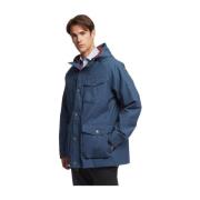 Gewaxt-Katoenen Gevoerde Schuurjas met Capuchon Brooks Brothers , Blue...